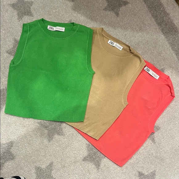 Zara Knit Crop Tank Tops - Picture 1 of 4